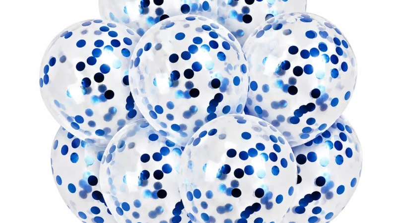 10 inch blue confetti latex balloon