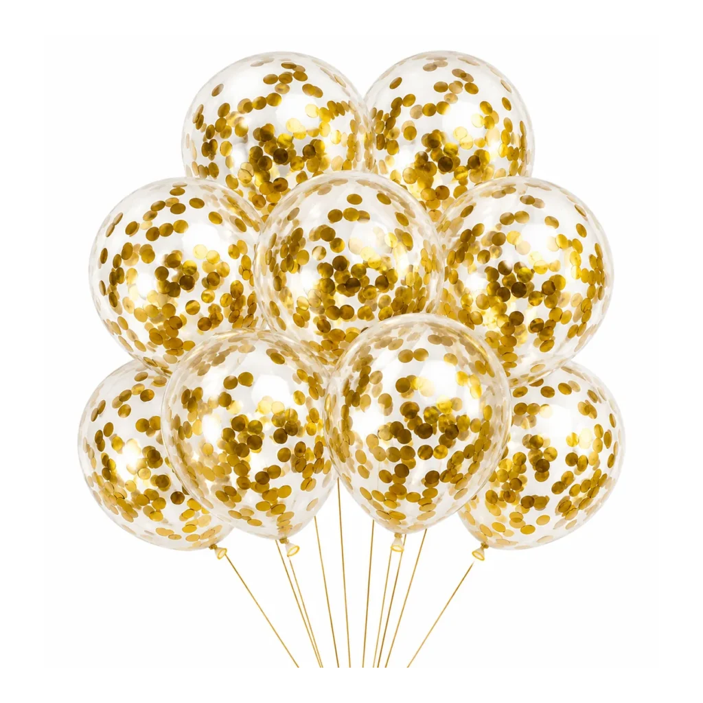 10 inch gold confetti latex balloon