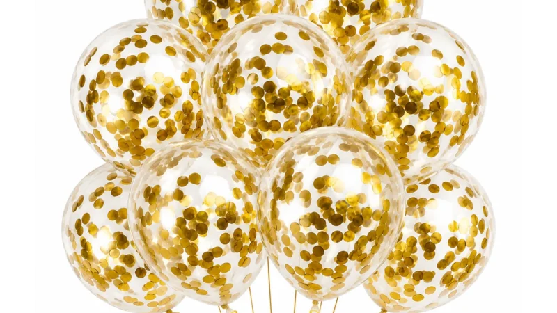 10 inch gold confetti latex balloon