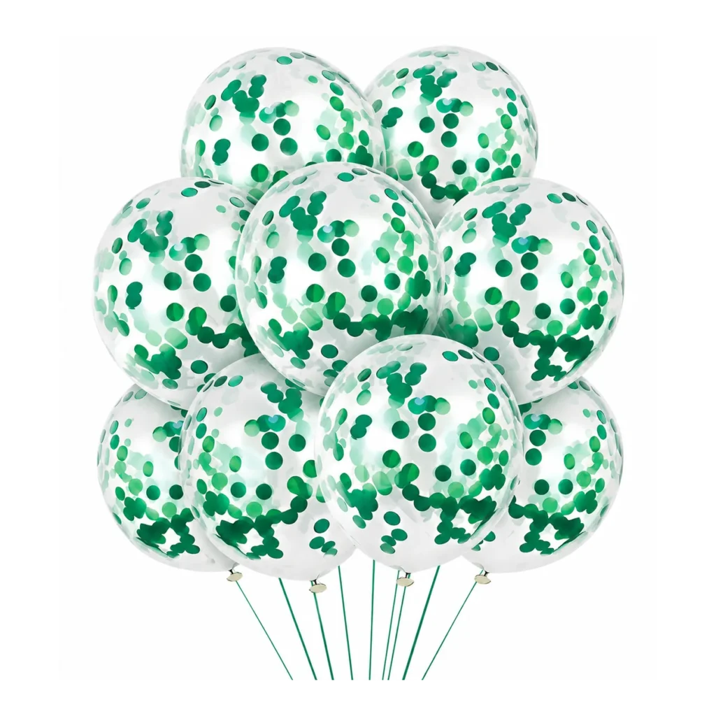 10 inch green confetti latex balloon