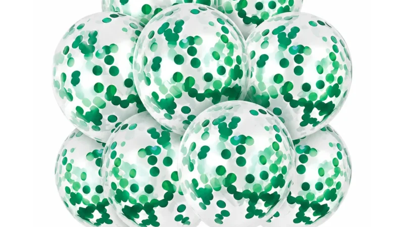 10 inch green confetti latex balloon