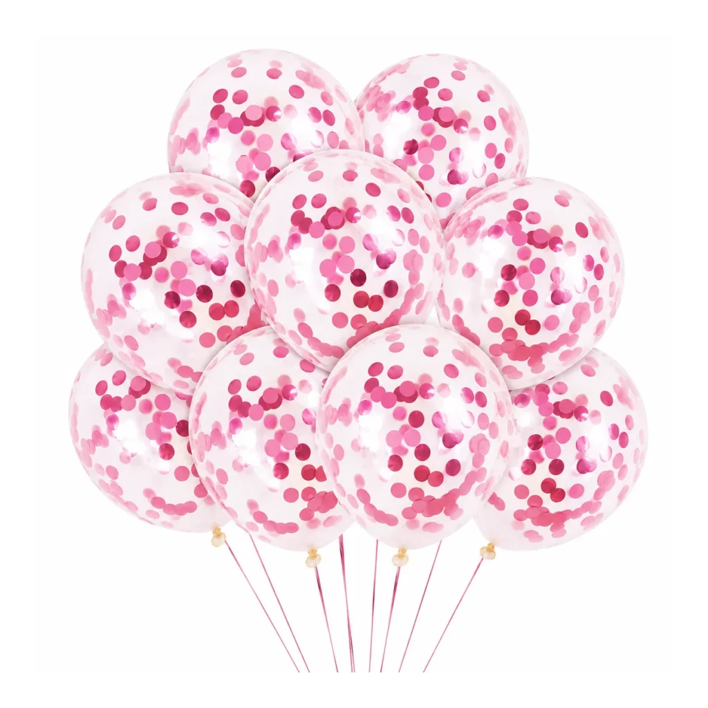 10 inch pink confetti latex balloon