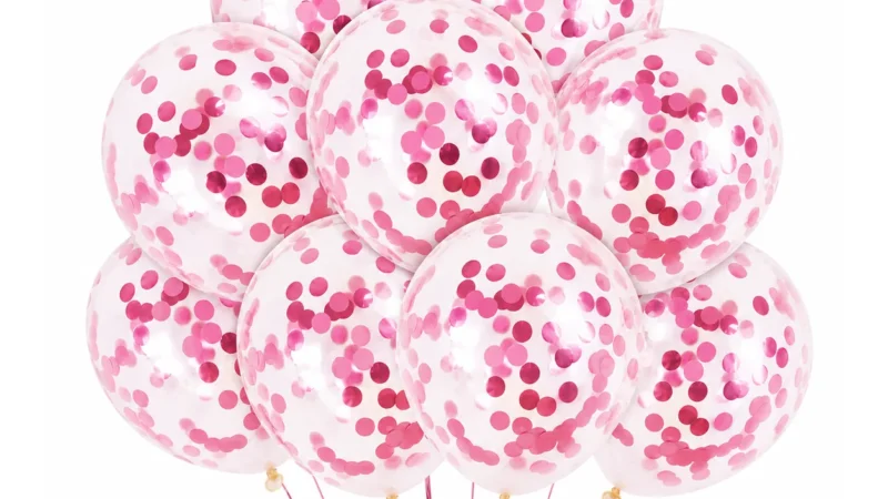 10 inch pink confetti latex balloon