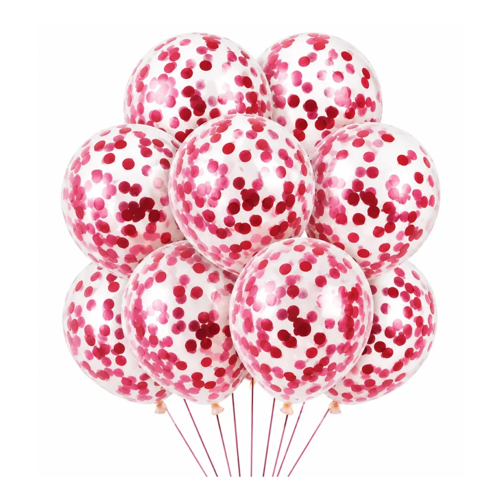 10 inch red confetti latex balloon