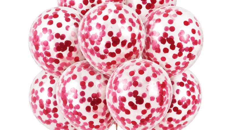 10 inch red confetti latex balloon