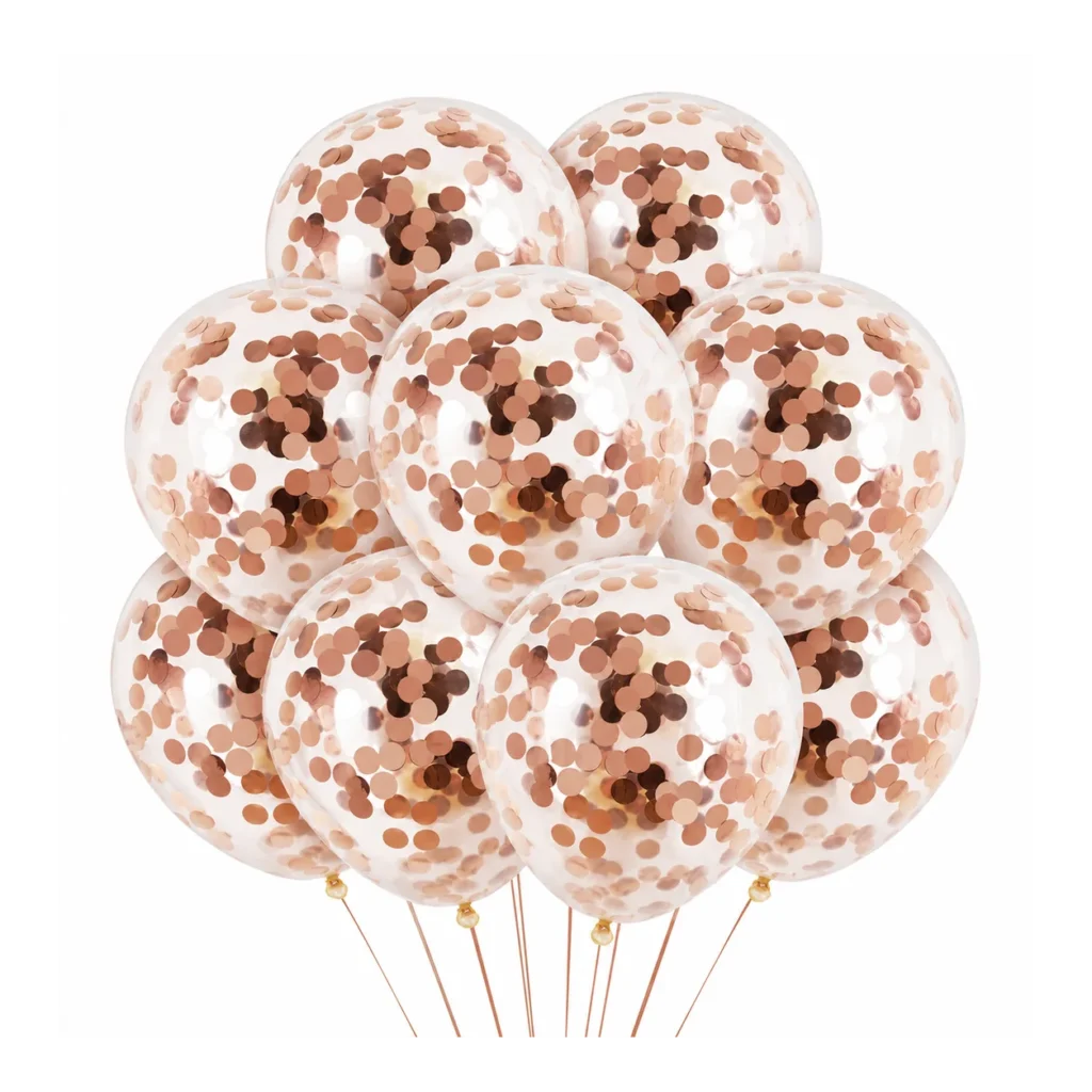 10 inch rose gold confetti latex balloon