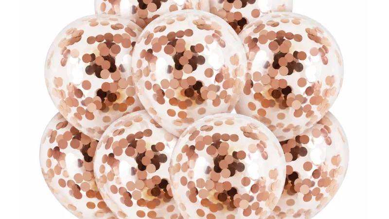 10 inch rose gold confetti latex balloon