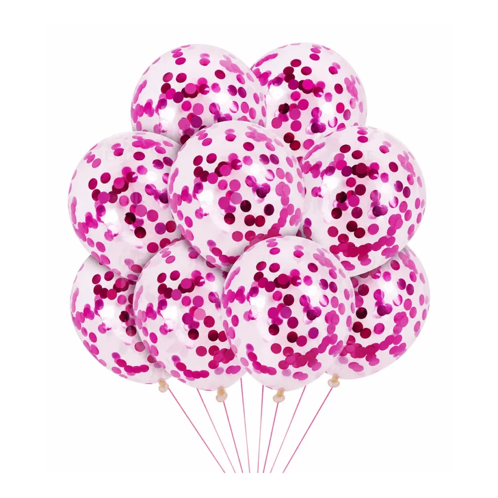 10 inch rose red confetti latex balloon