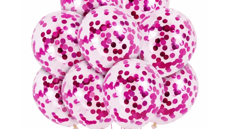 10 inch rose red confetti latex balloon