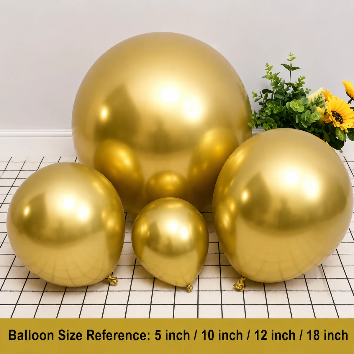 Balloon size reference for 5 inch 10 inch 12 inch and 18 inch options