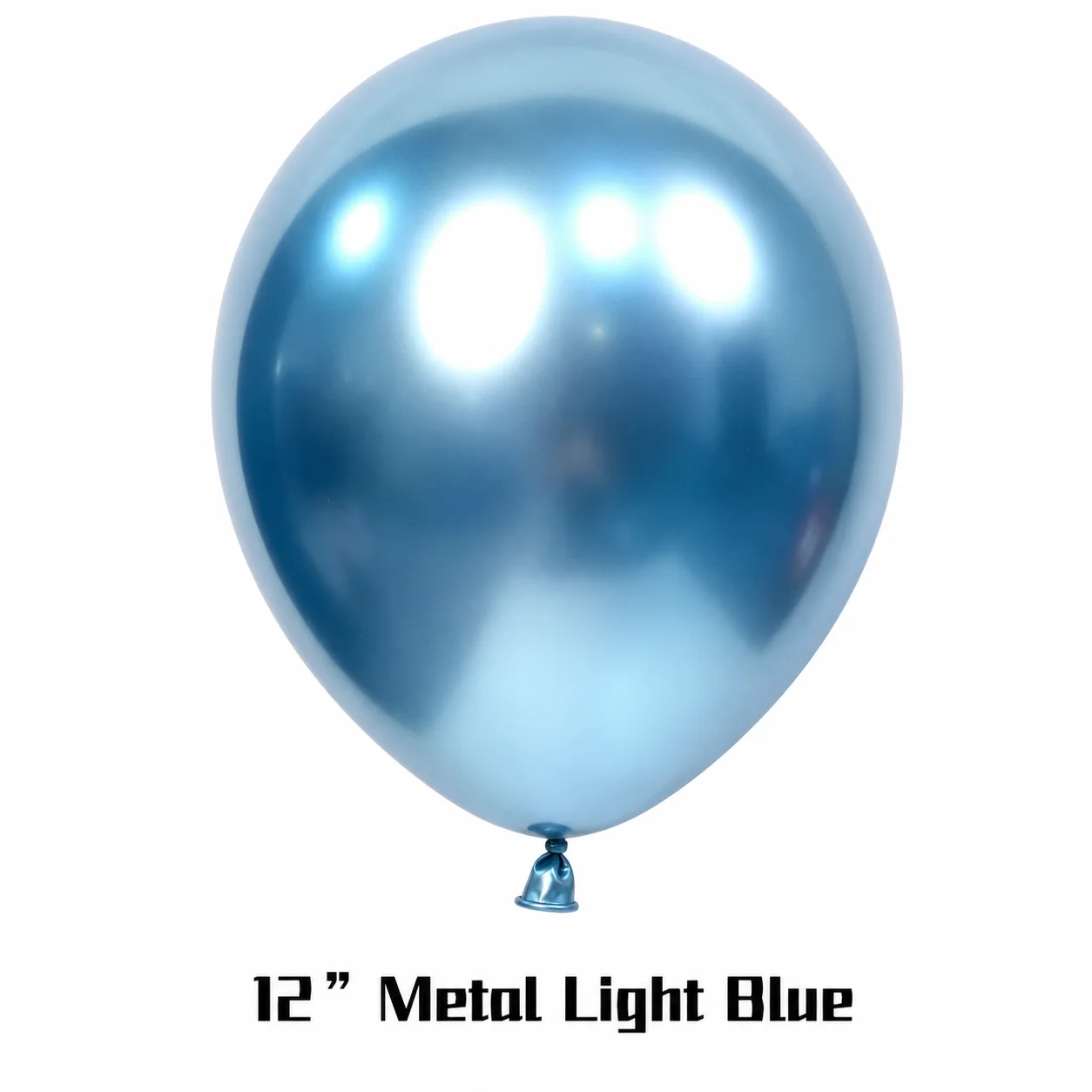 12 inch chrome light blue metallic balloon detail image