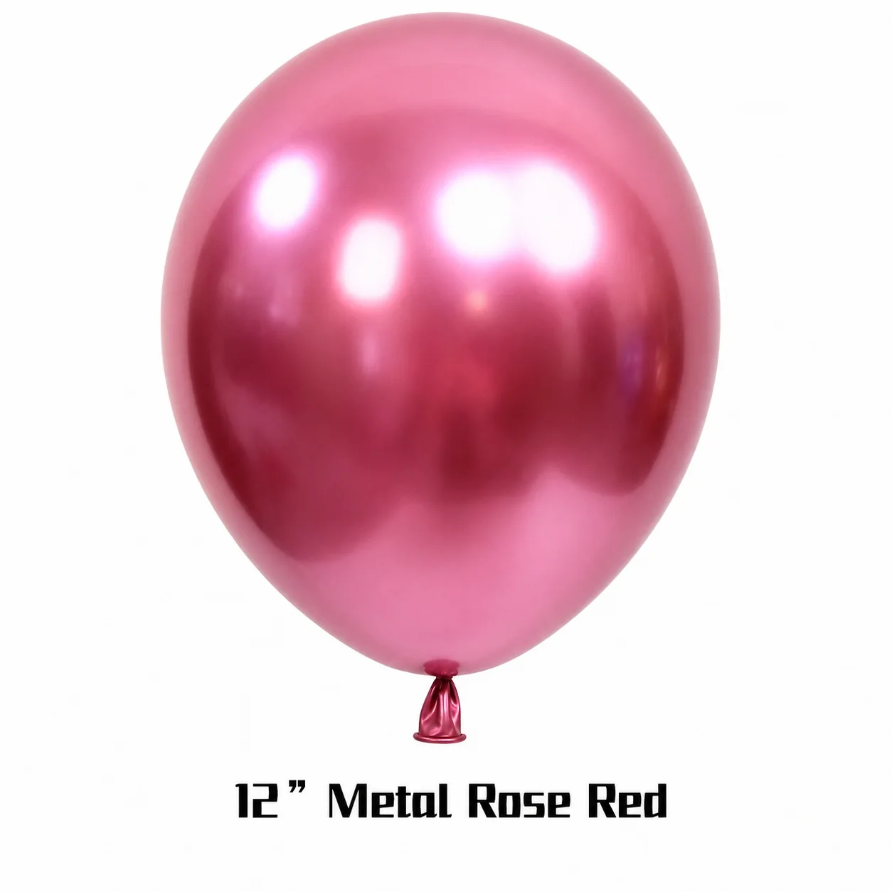 12 inch chrome rose red metallic balloon detail image