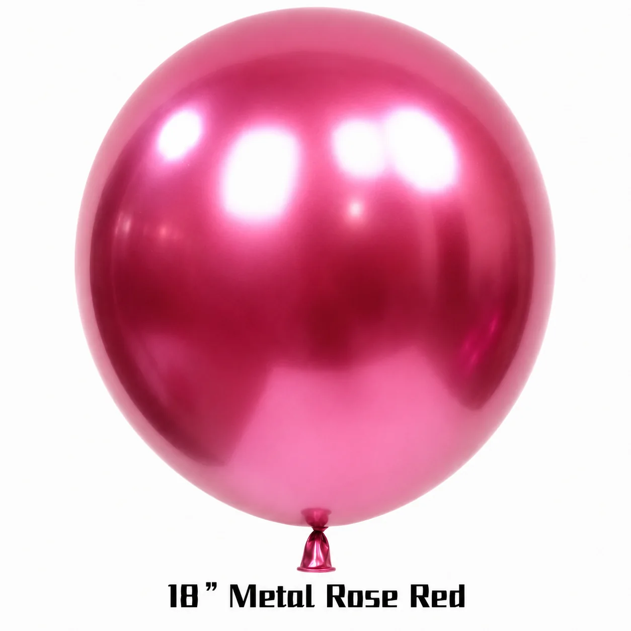 18 inch chrome rose red metallic balloon detail image