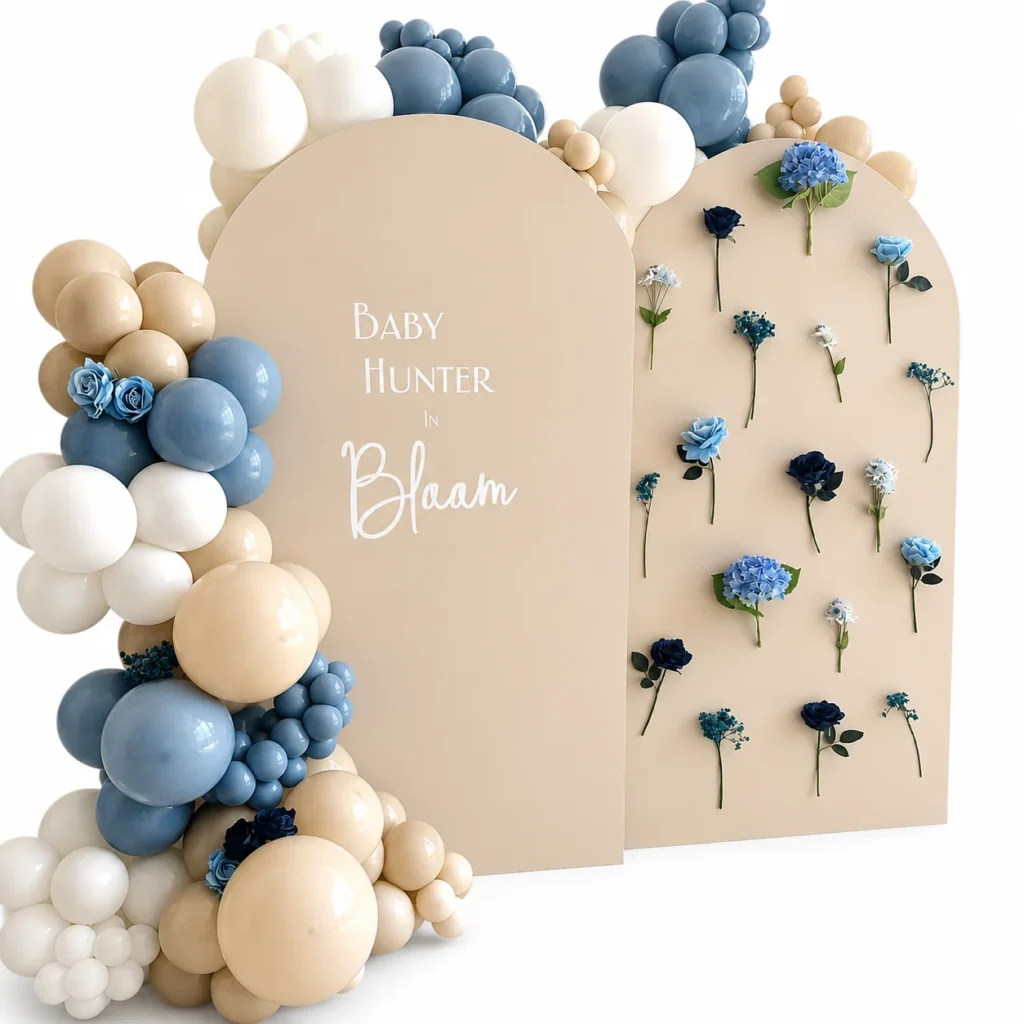 Blue White Floral Baby Shower Balloon Kit wholesale party balloon image 1