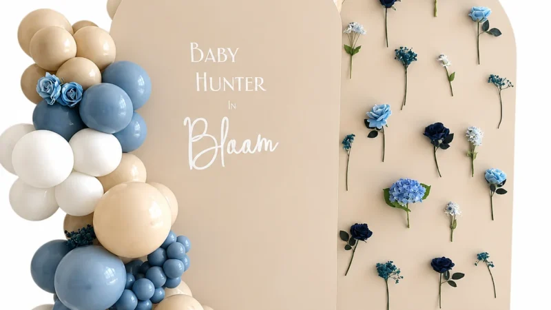 Blue White Floral Baby Shower Balloon Kit wholesale party balloon image 1