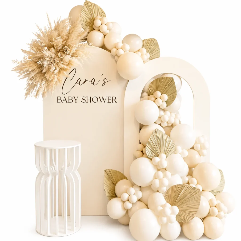 Cream White Minimalist Baby Shower Balloon Kit wholesale party balloon image 1