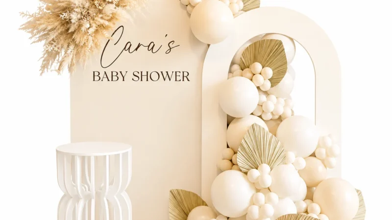 Cream White Minimalist Baby Shower Balloon Kit wholesale party balloon image 1
