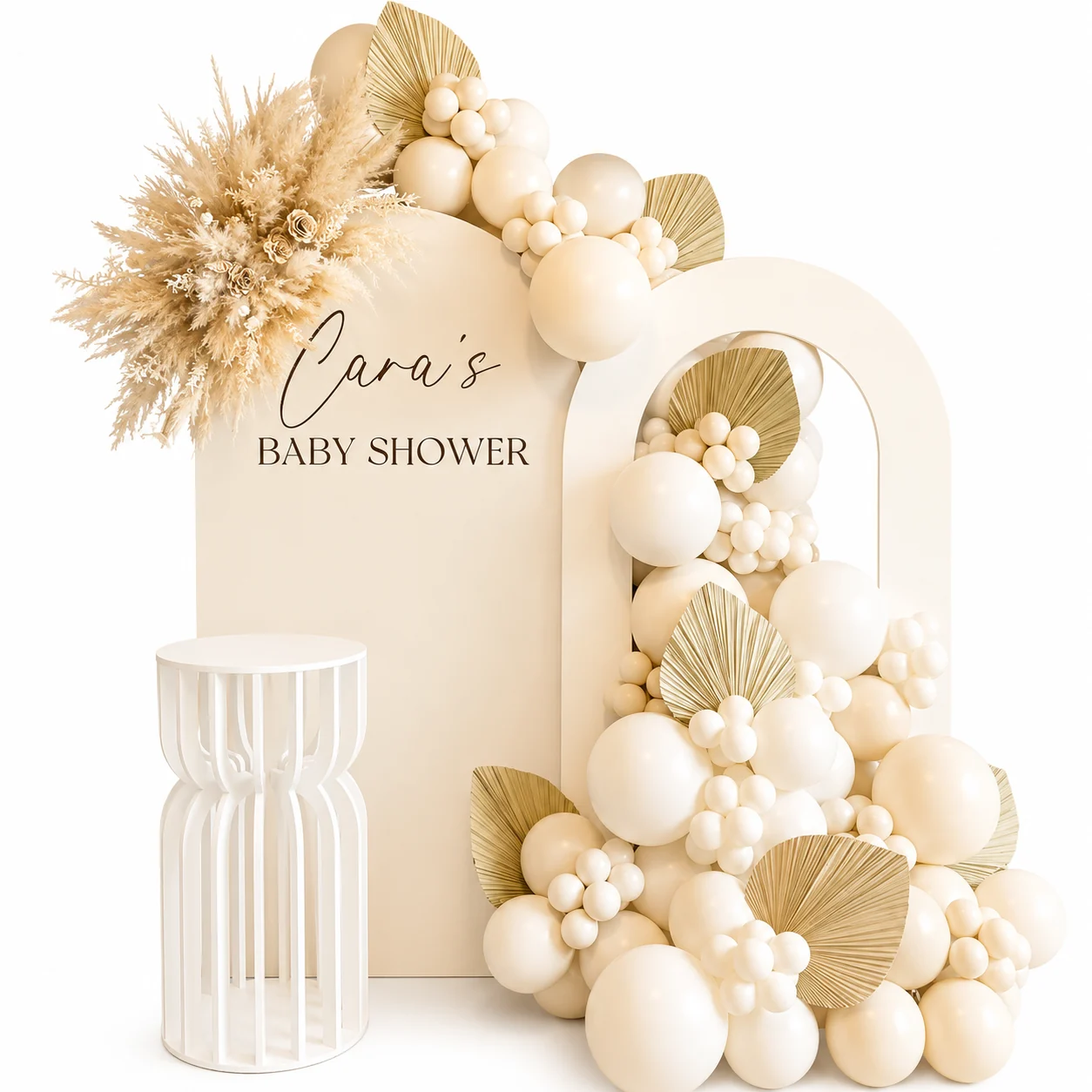 Cream White Minimalist Baby Shower Balloon Kit
