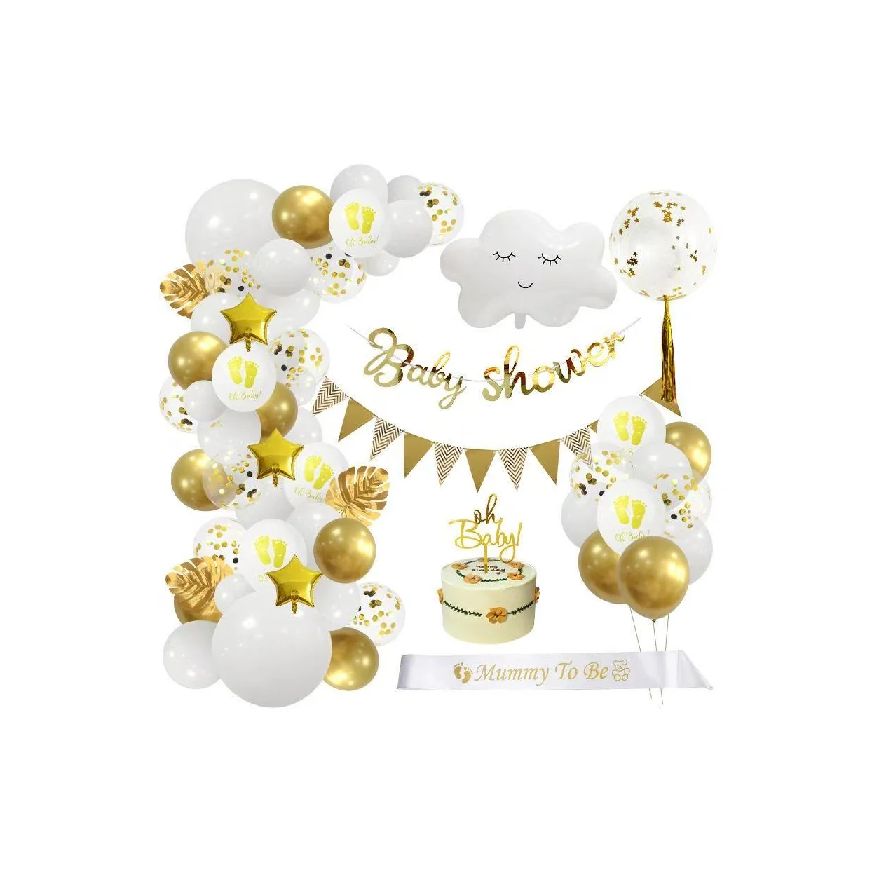 Gold Accent Luxury Baby Shower Balloon Kit