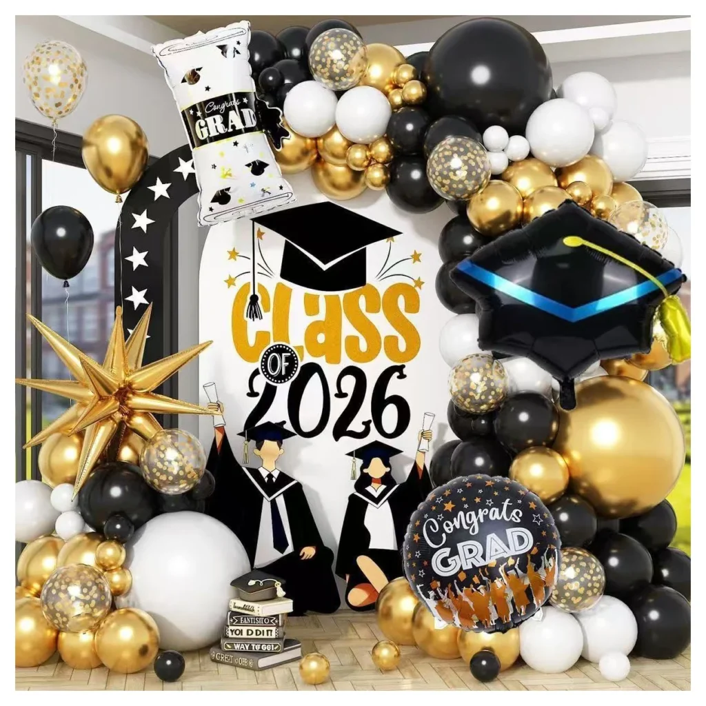 Luxury Black Gold Graduation Balloon Kit wholesale party balloon image 1