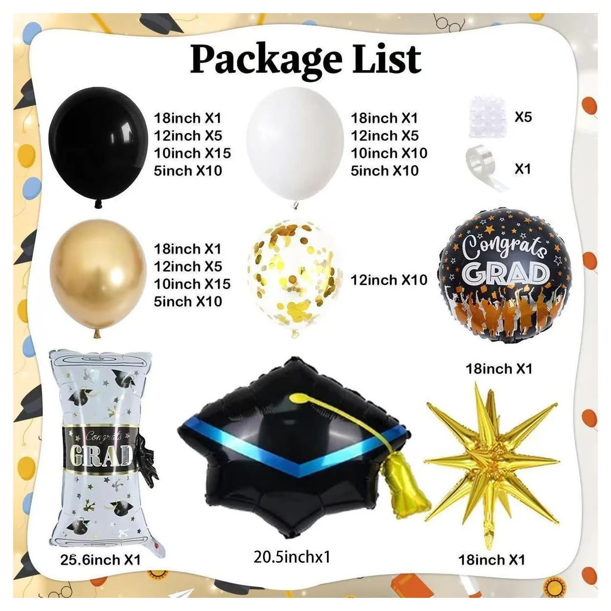 Luxury Black Gold Graduation Balloon Kit wholesale party balloon image 2