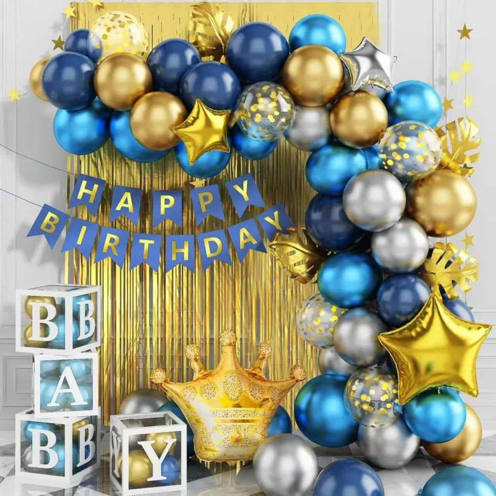 Navy Gold Star Birthday Party Balloon Kit wholesale party balloon image 1