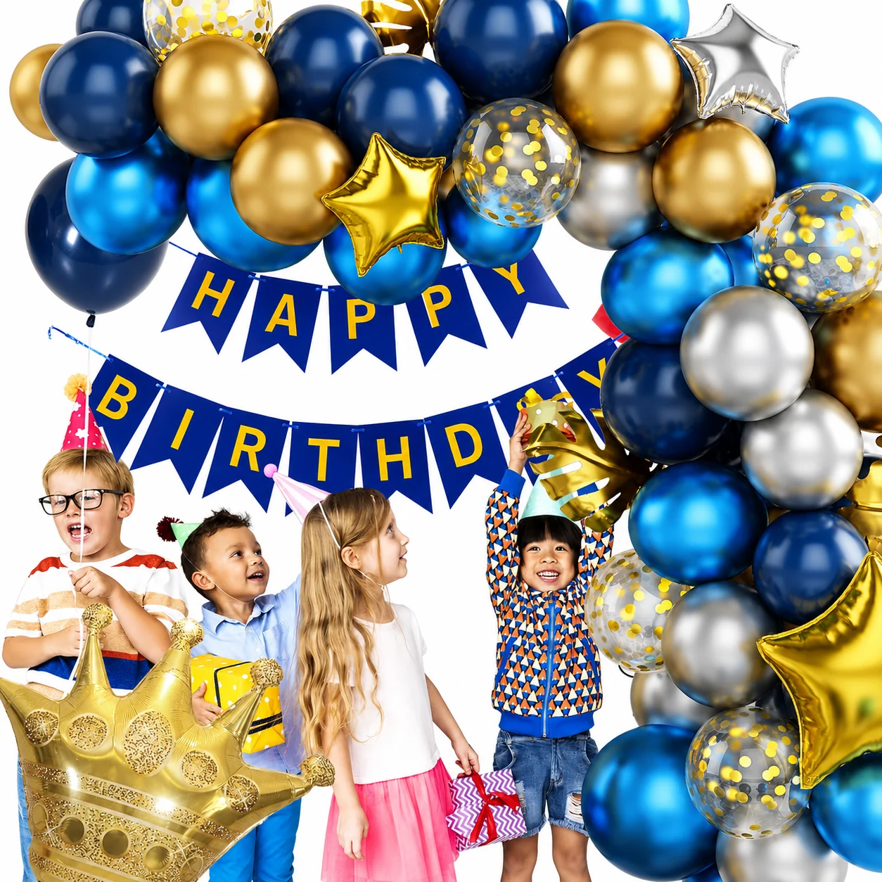 Navy Gold Star Birthday Party Balloon Kit wholesale party balloon image 2