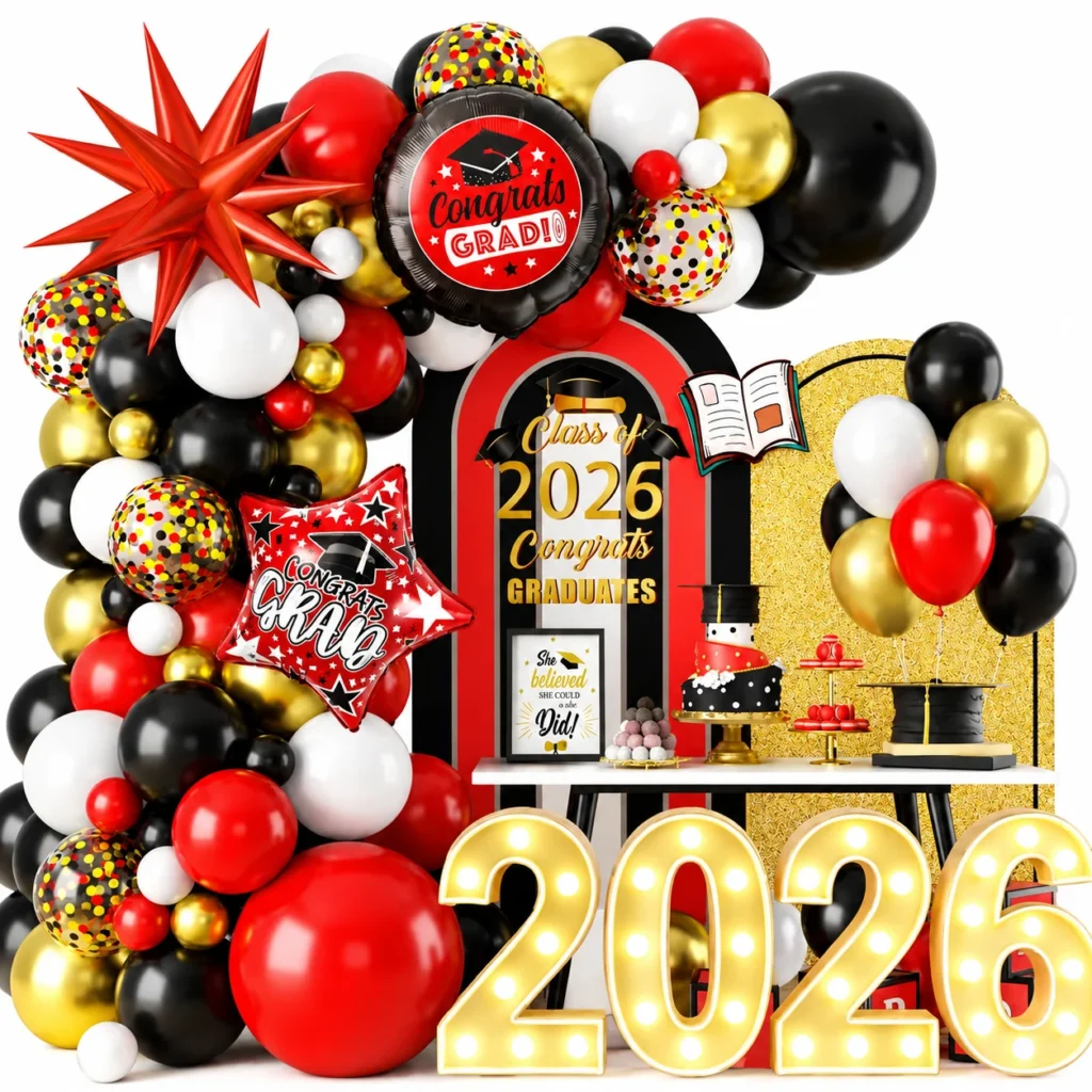 Premium Red Black Gold Graduation Balloon Kit wholesale party balloon image 1