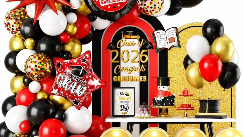 Premium Red Black Gold Graduation Balloon Kit wholesale party balloon image 1
