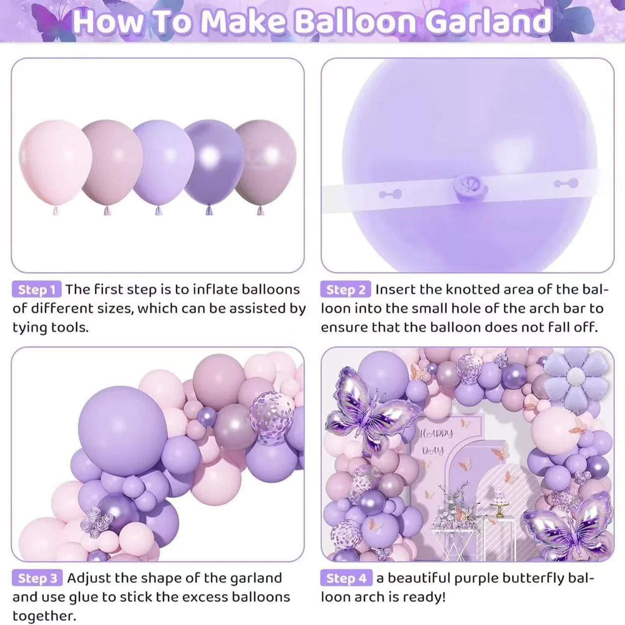 Purple Butterfly Birthday Party Balloon Kit wholesale party balloon image 2