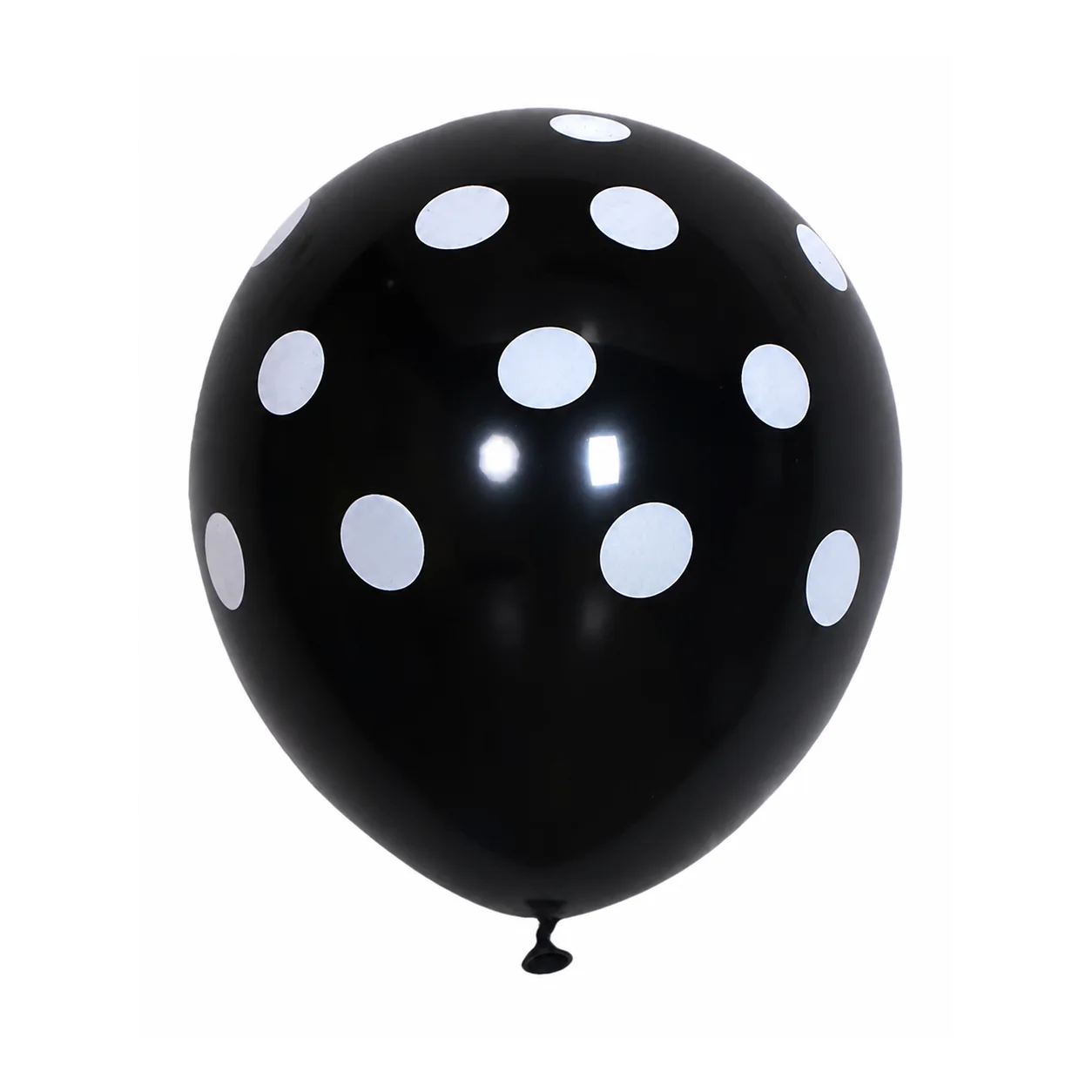 10 inch black with white dots polka dot latex balloon