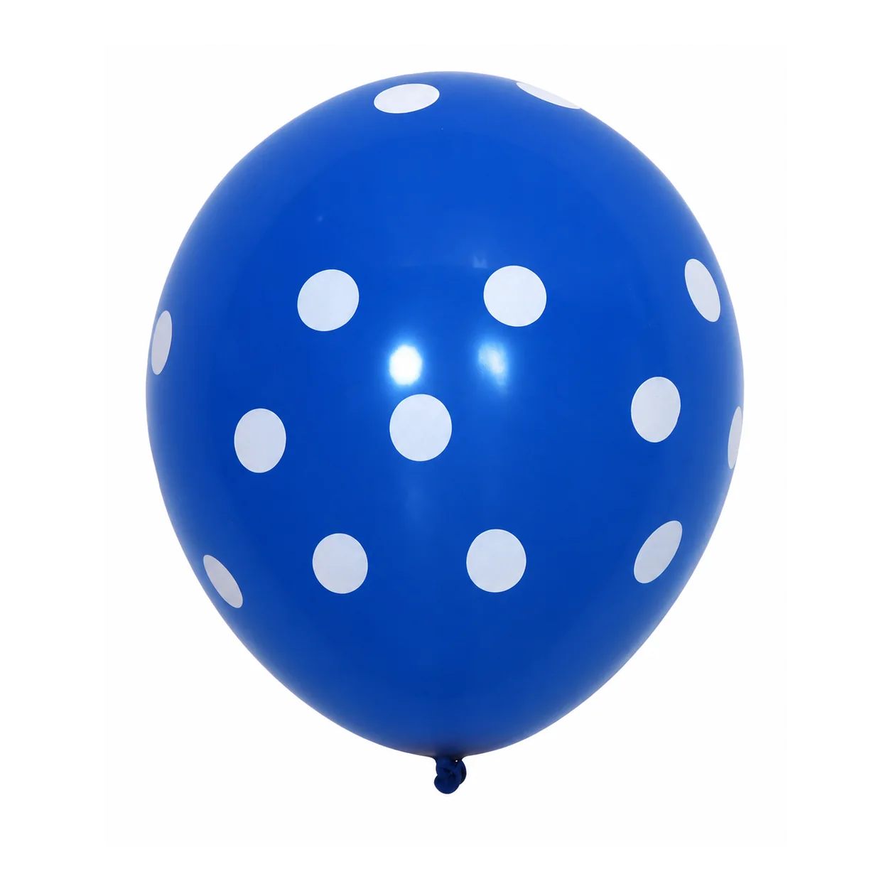 10 inch blue with white dots polka dot latex balloon