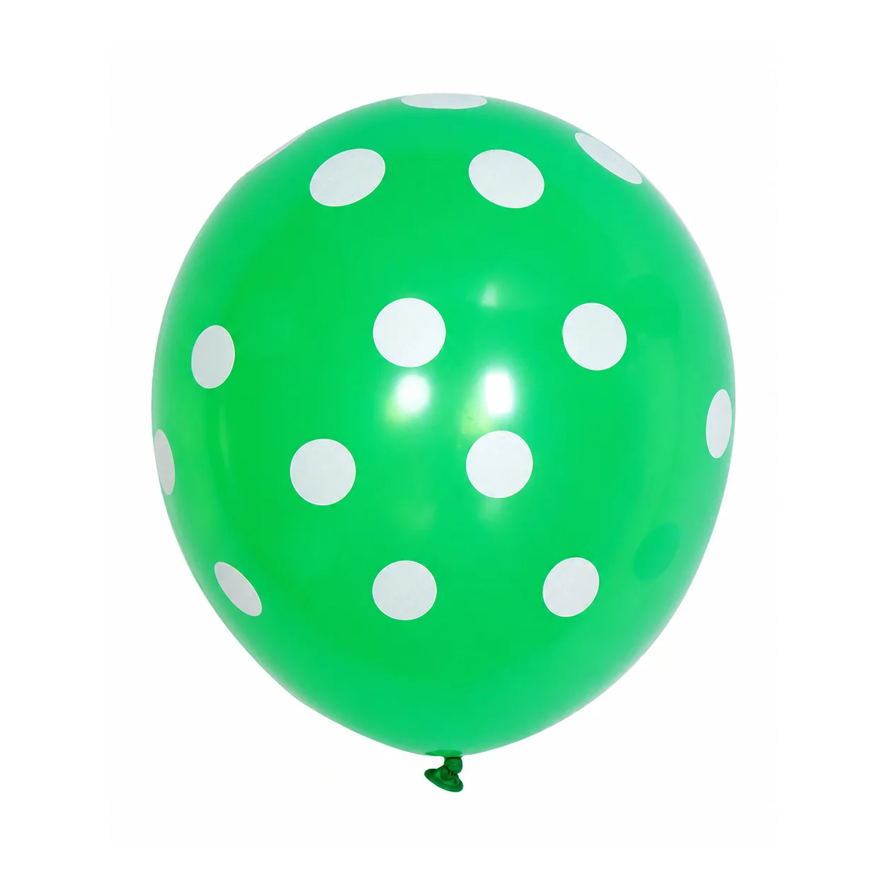 10 inch green with white dots polka dot latex balloon