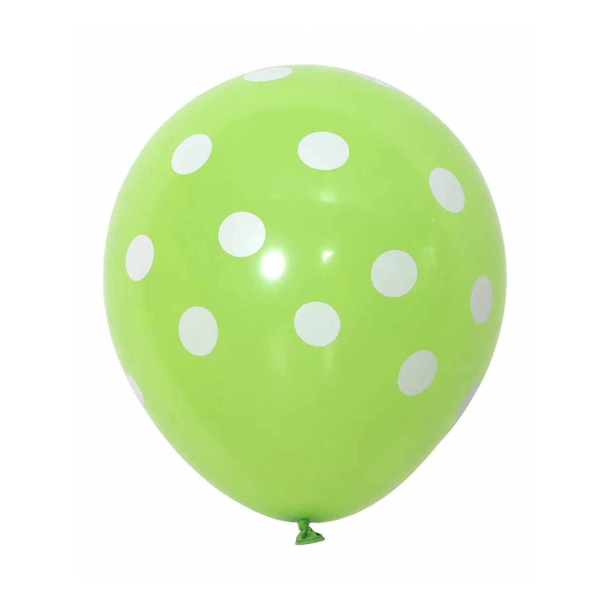 10 inch light green with white dots polka dot latex balloon