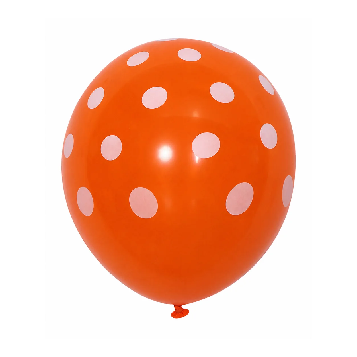 10 inch orange with white dots polka dot latex balloon