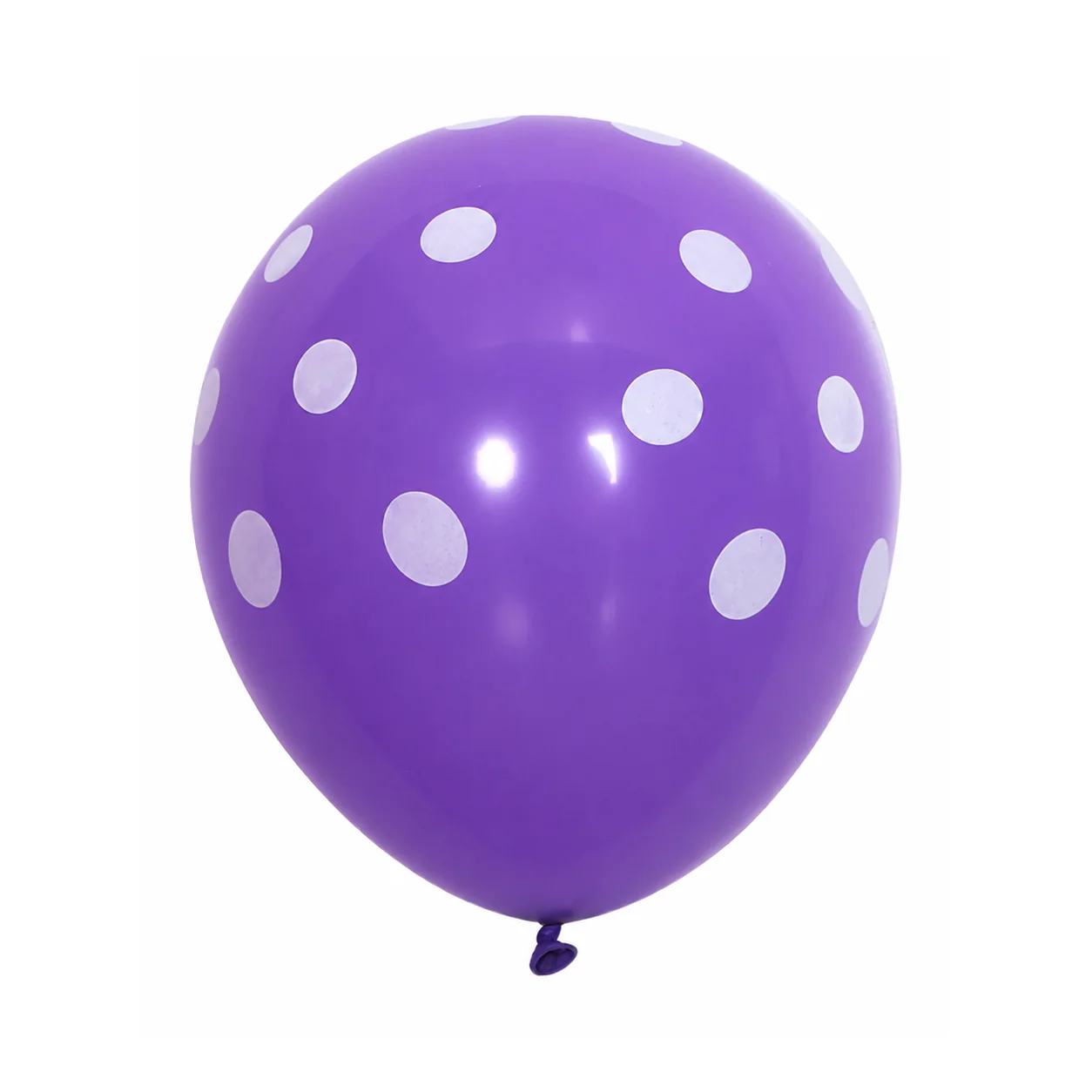 10 inch purple with white dots polka dot latex balloon