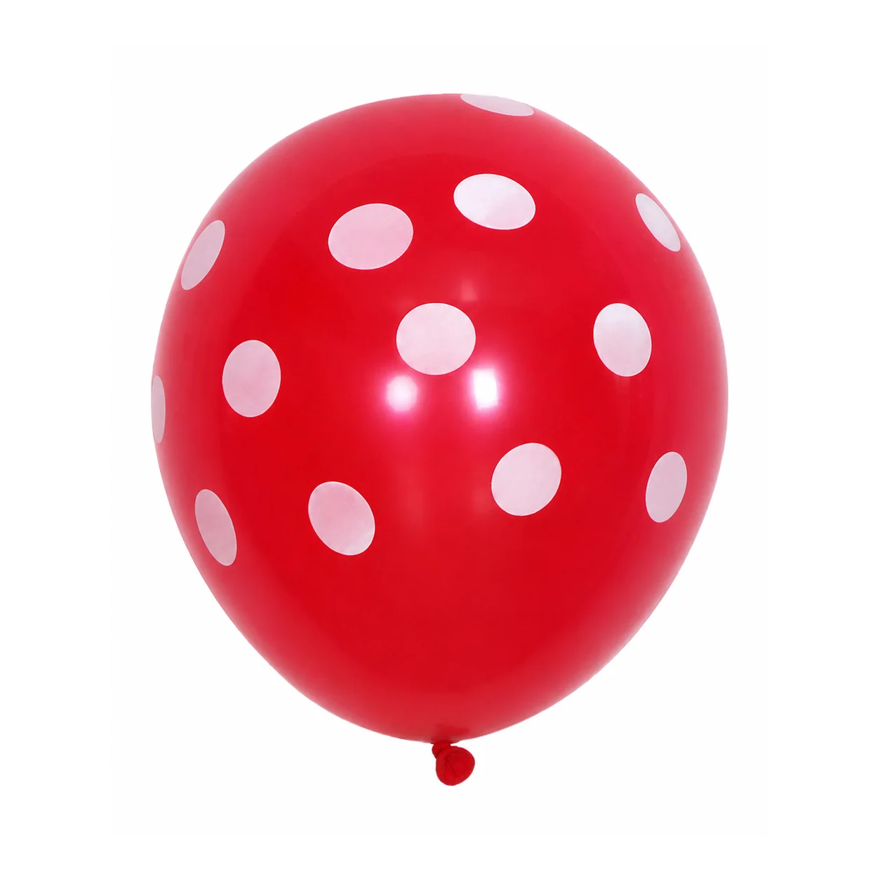 10 inch red with white dots polka dot latex balloon