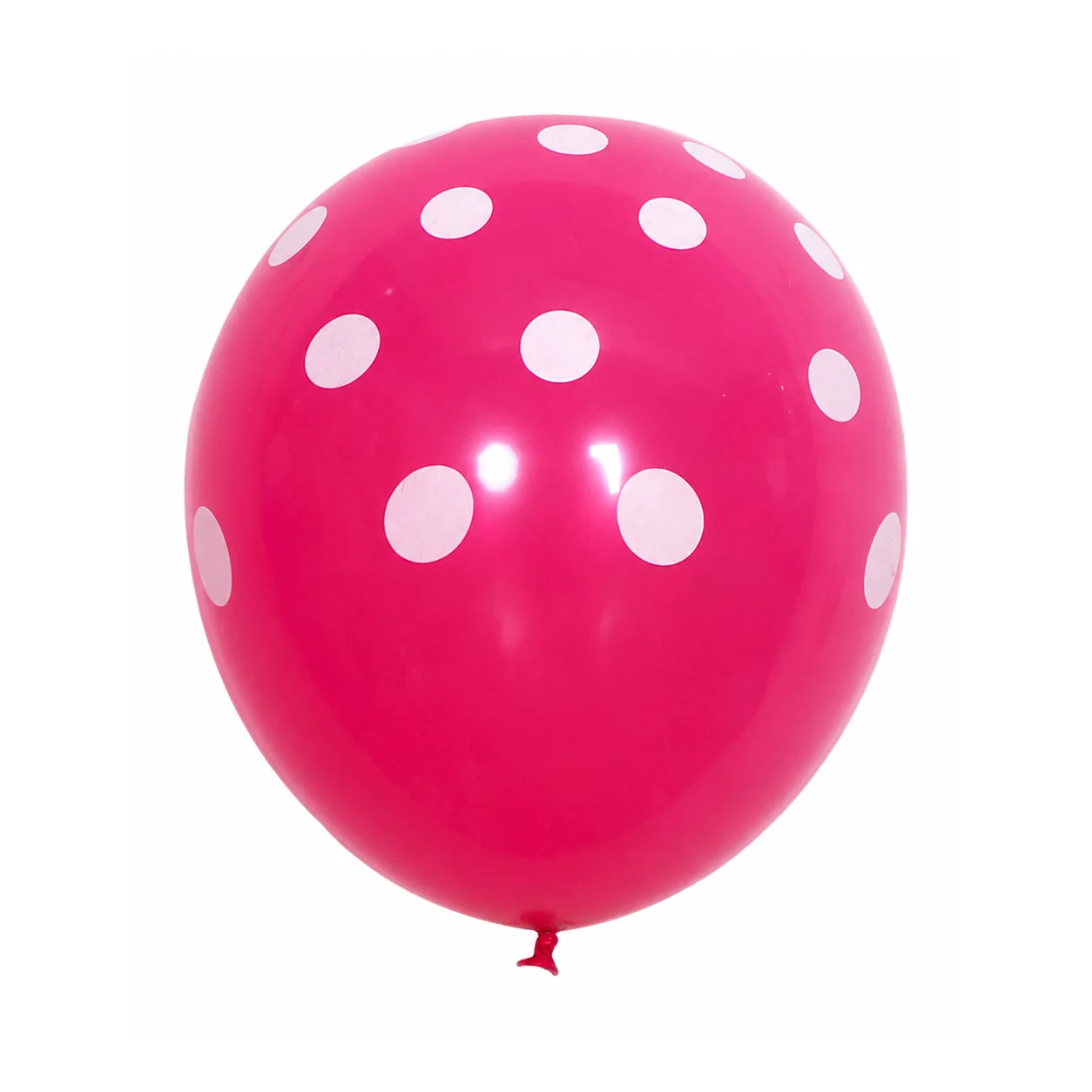 10 inch rose red with white dots polka dot latex balloon