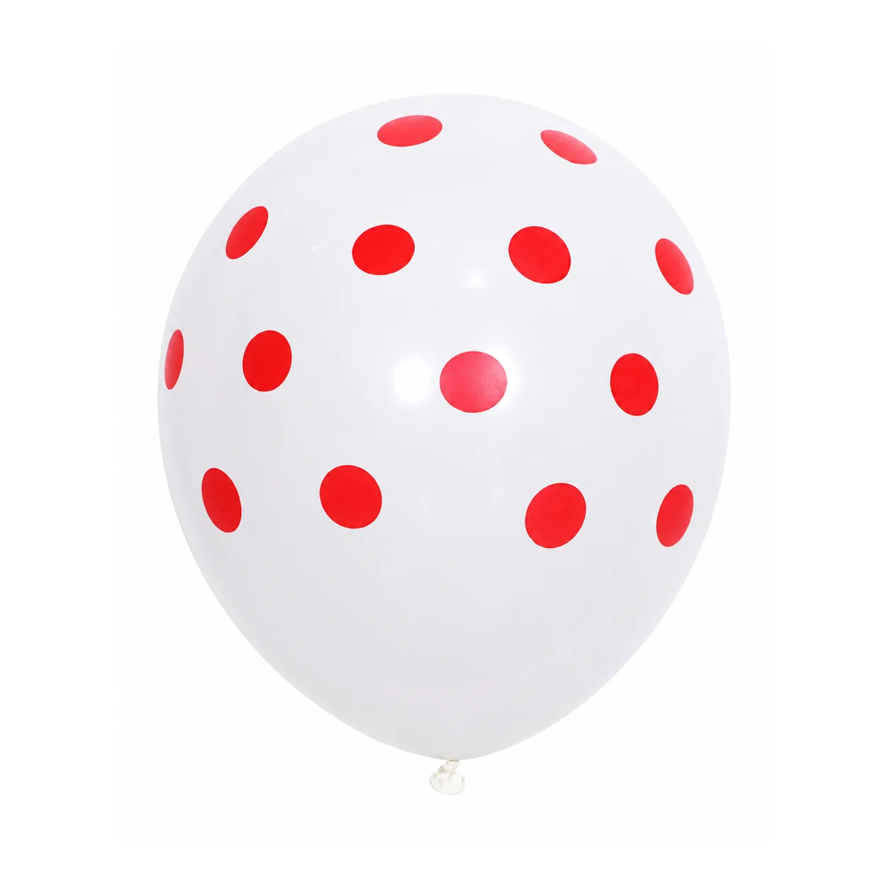 10 inch white with red dots polka dot latex balloon