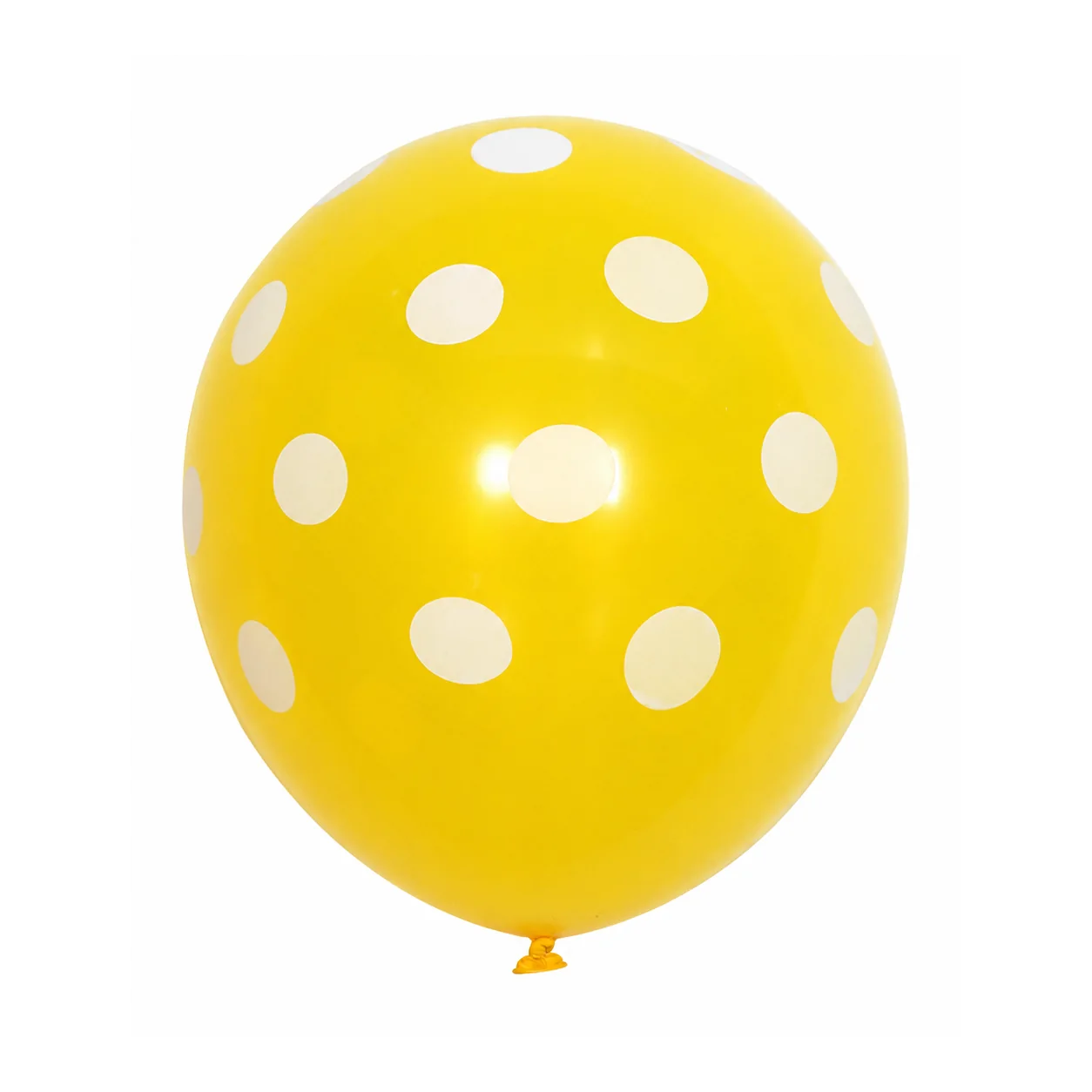 10 inch yellow with white dots polka dot latex balloon