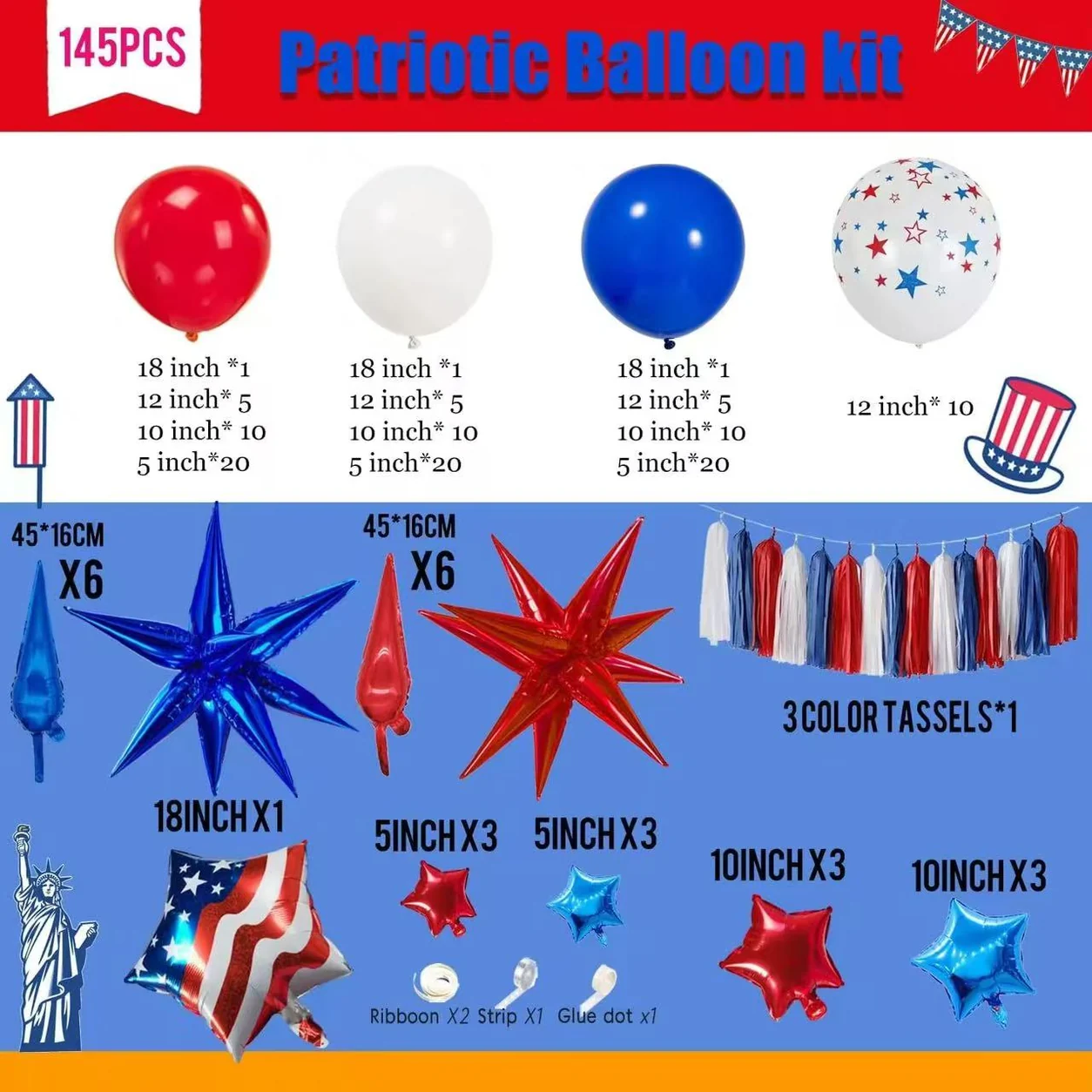 Independence Day Latex Balloon Garland Kit wholesale seasonal balloon image 2