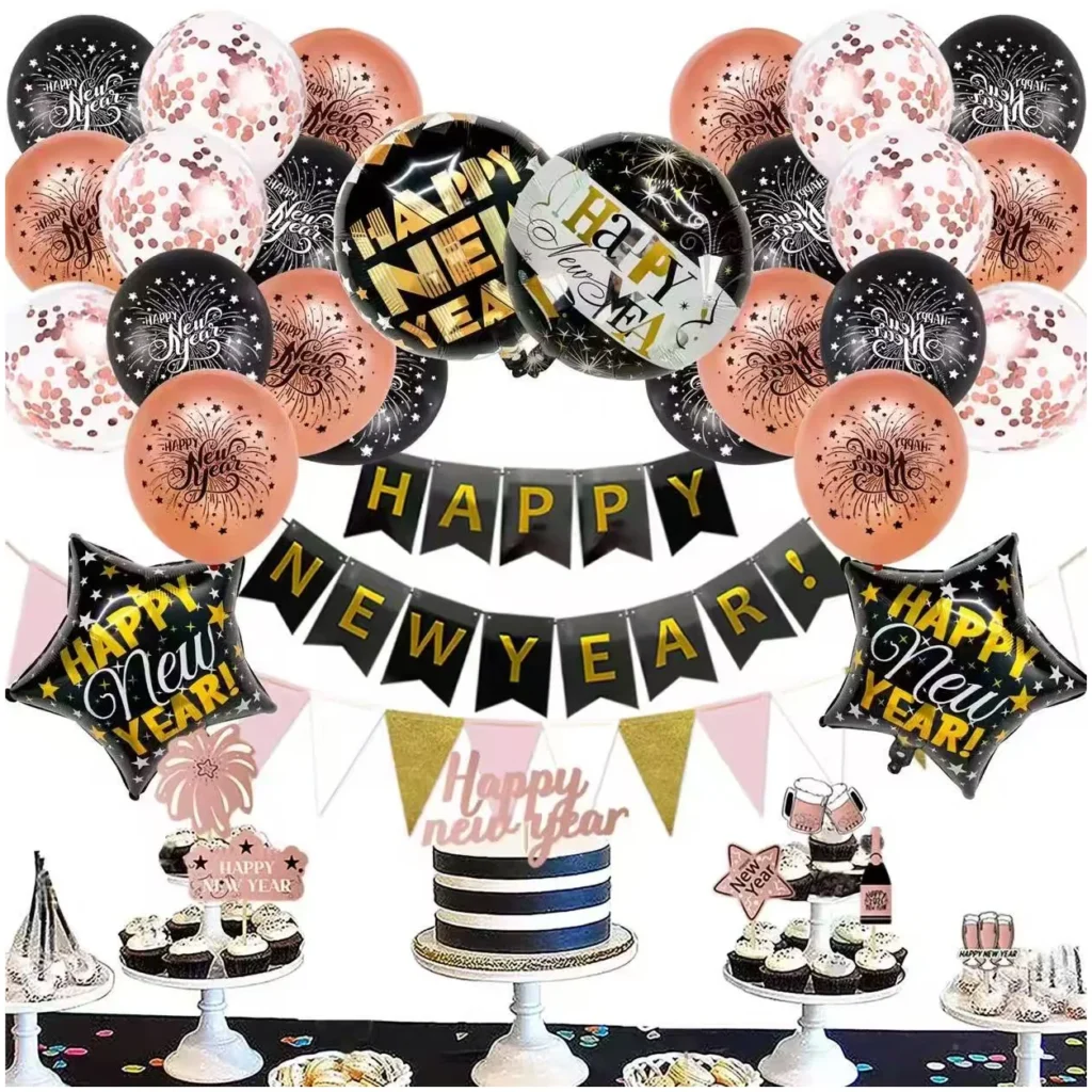 New Year Black Gold Balloon Decoration Set wholesale seasonal balloon image 1
