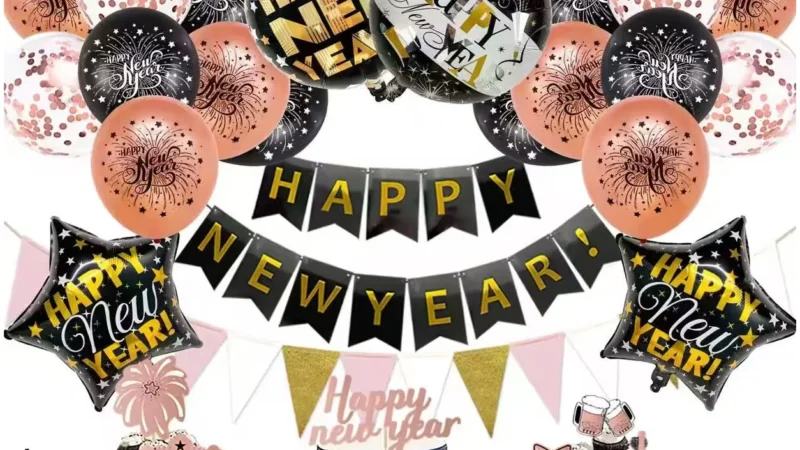New Year Black Gold Balloon Decoration Set wholesale seasonal balloon image 1