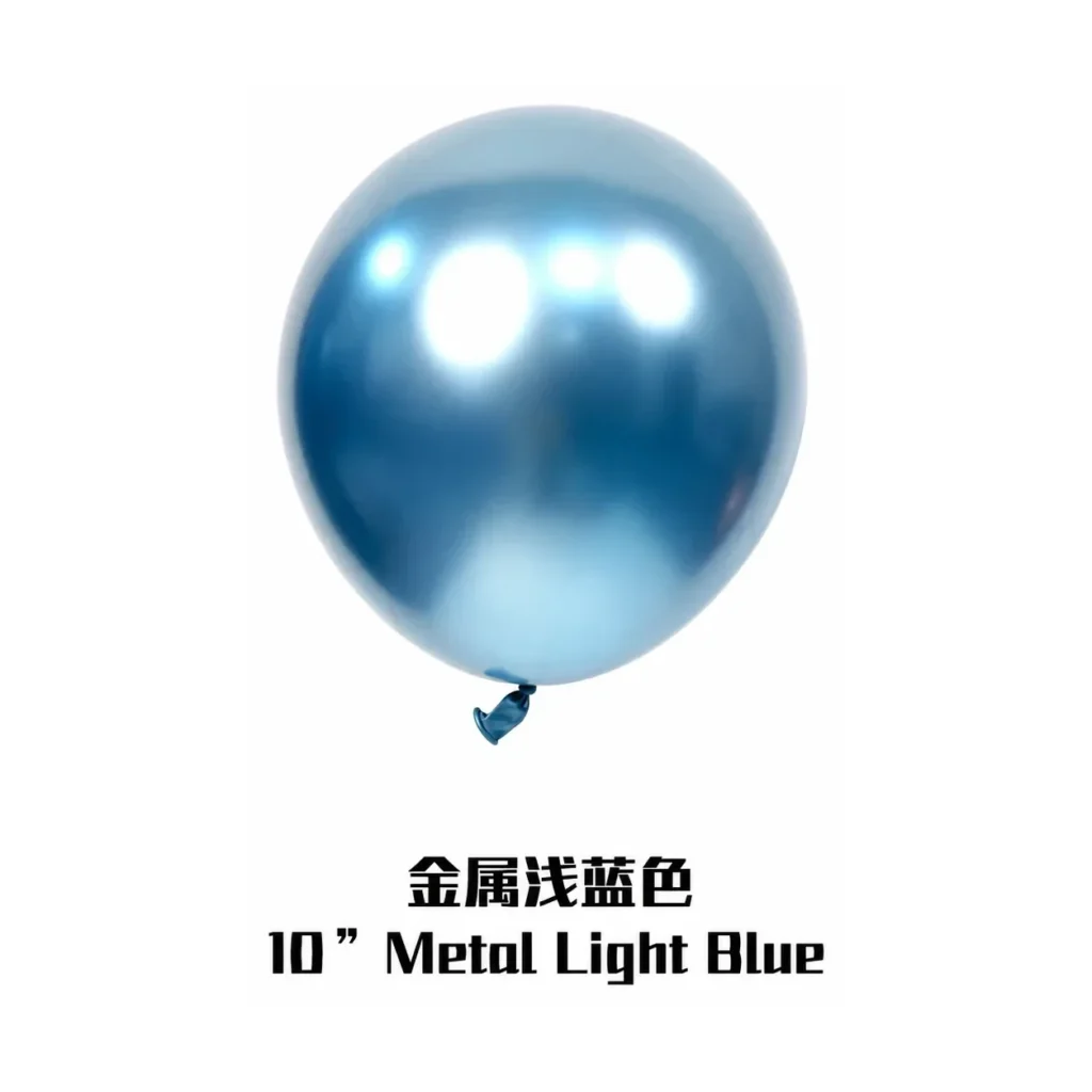 10 inch chrome light blue metallic balloon