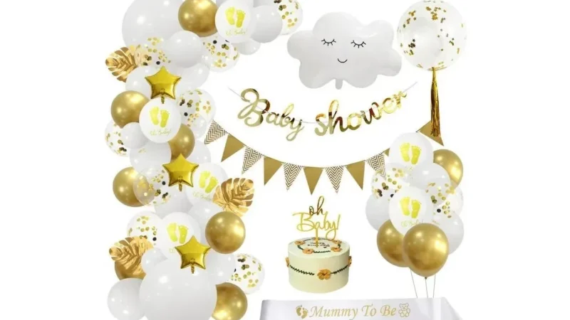 Gold Accent Luxury Baby Shower Balloon Kit wholesale party balloon image 1