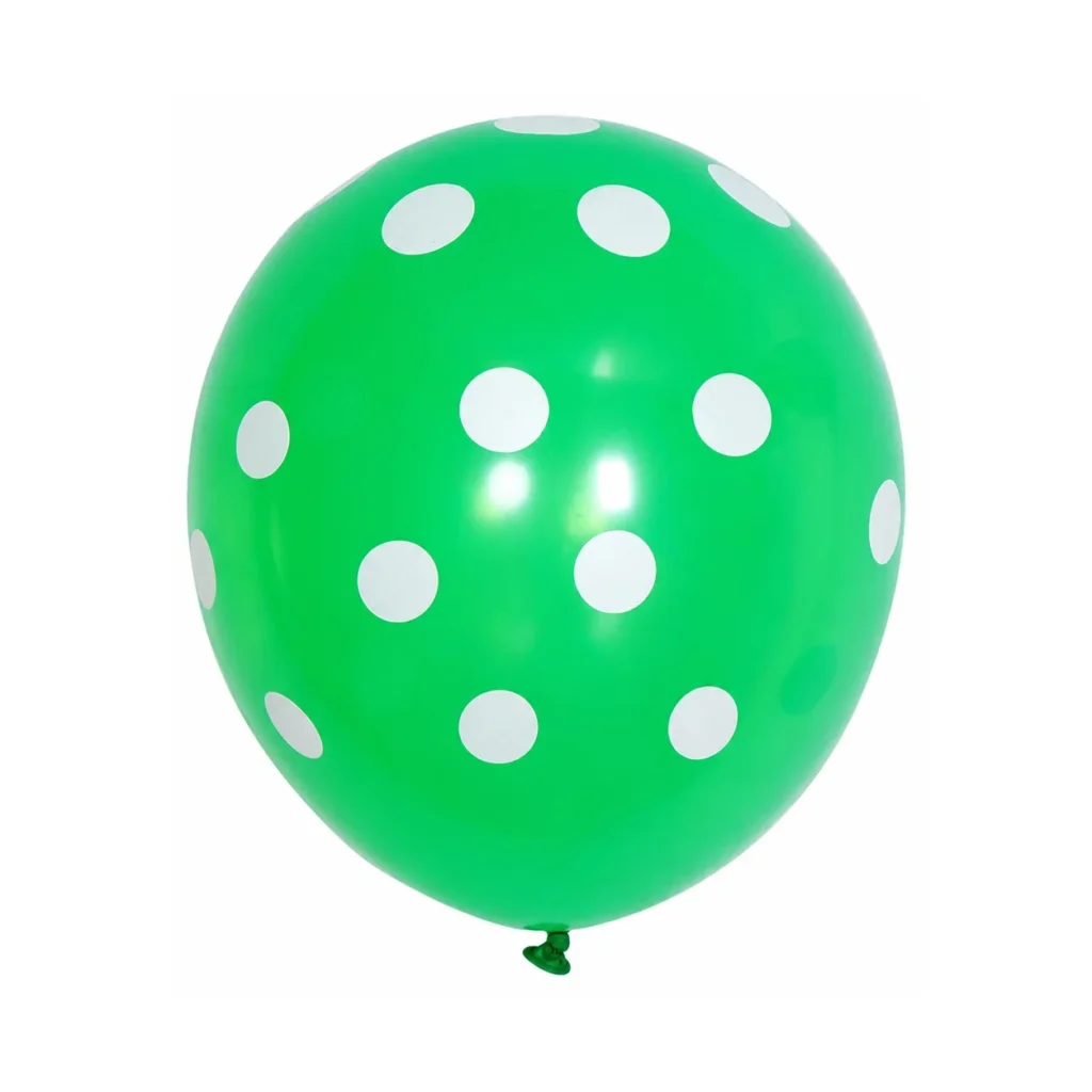 10 inch green with white dots polka dot latex balloon