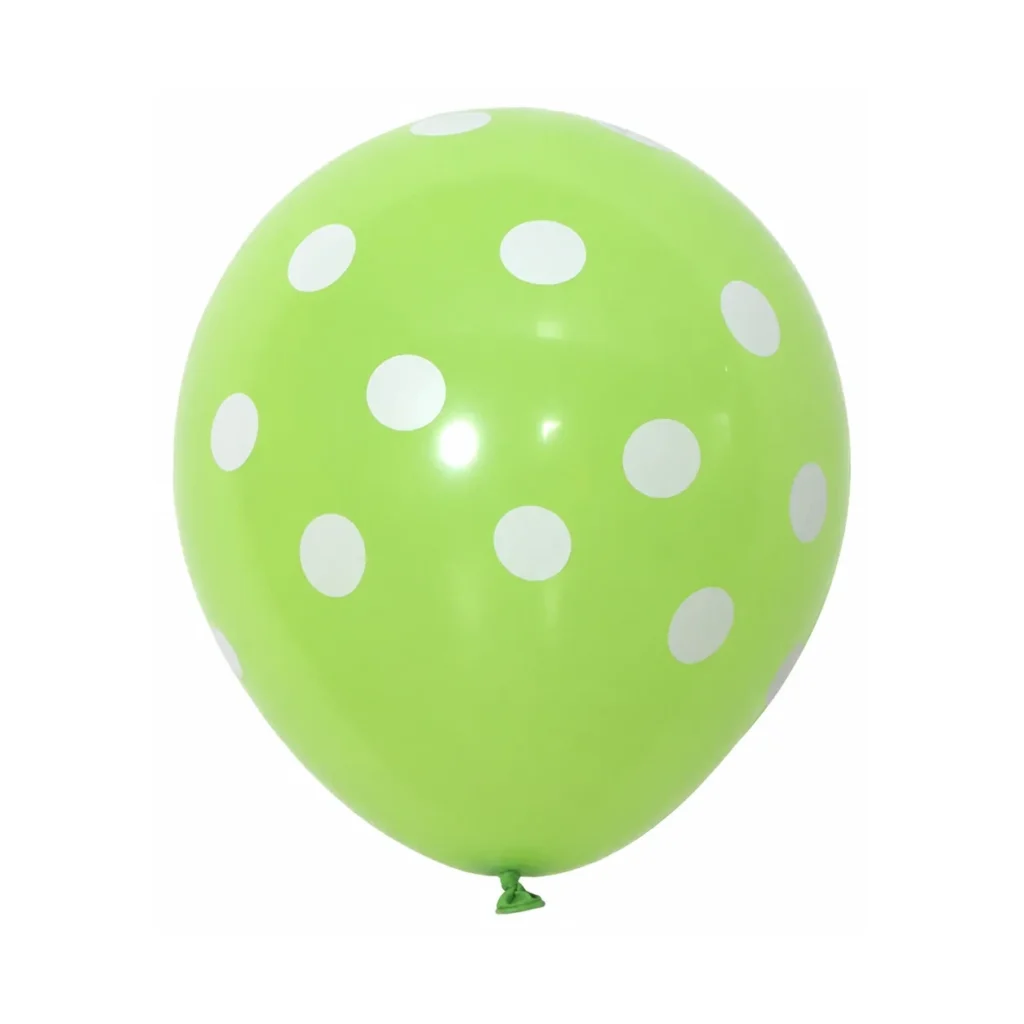 10 inch light green with white dots polka dot latex balloon