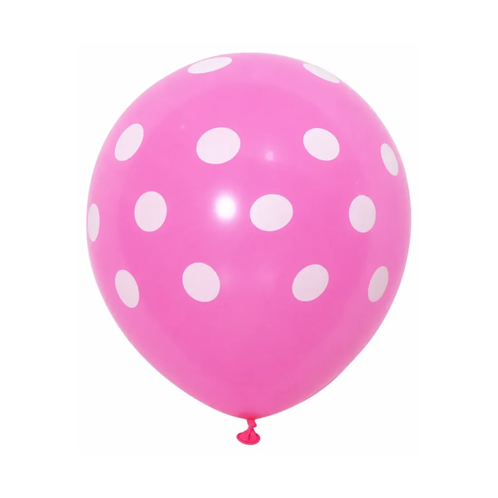 10 inch pink with white dots polka dot latex balloon