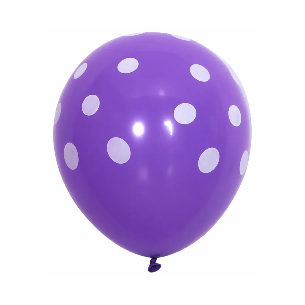 10 inch purple with white dots polka dot latex balloon