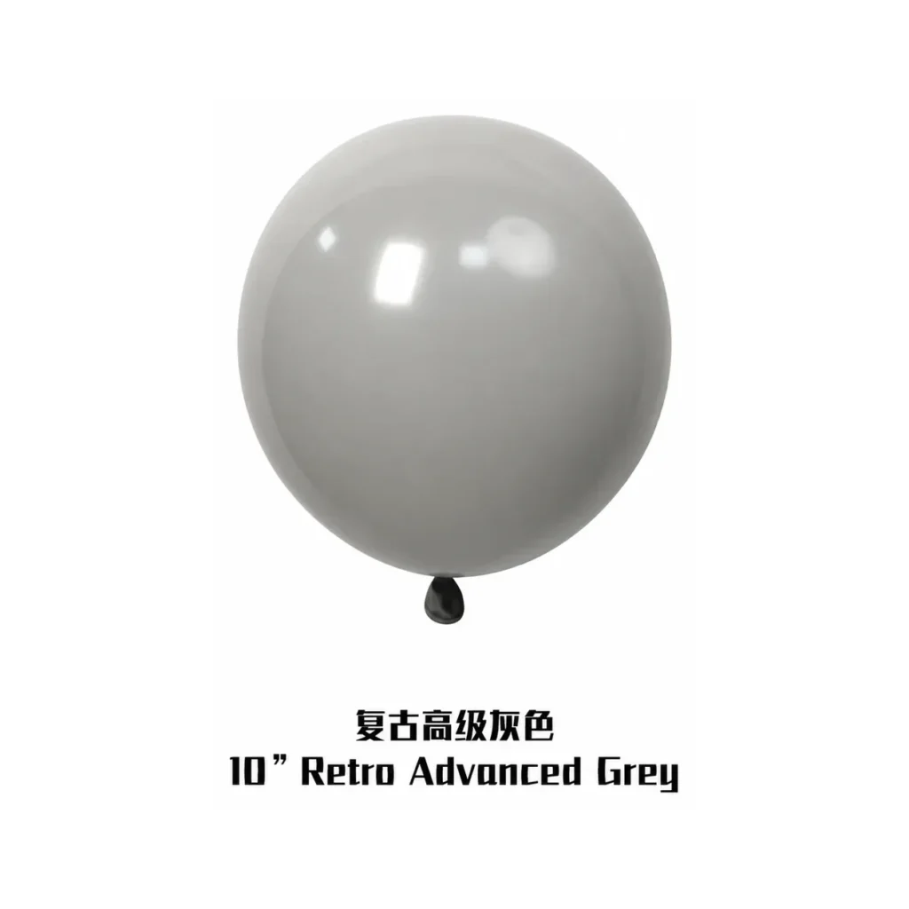 10 inch retro balloon in advanced grey latex balloon